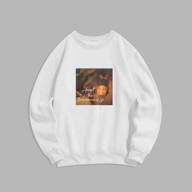 Buddha Stones Accept the Impermanence of Life The Lord Of The Corpse Forest Fleece Lined Sweatshirt Sweatshirt BS White 2XL