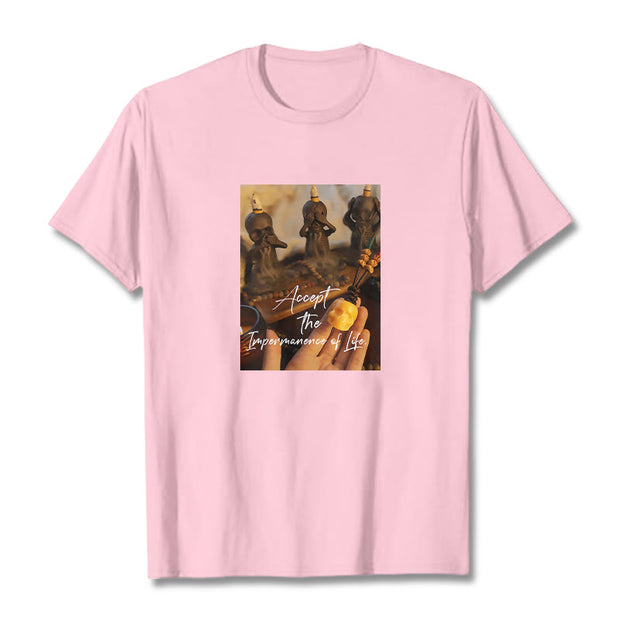 Buddha Stones Accept The Impermanence Of Life The Lord Of The Corpse Forest Skulls Tee T-shirt T-Shirts BS Light Pink 2XL