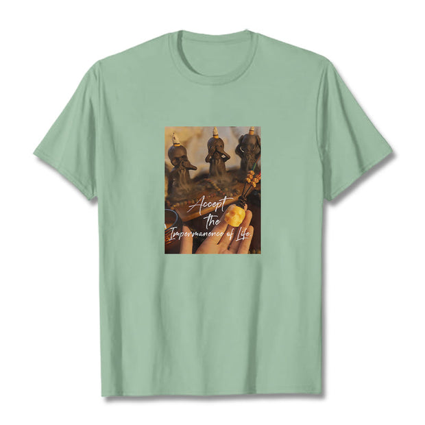 Buddha Stones Accept The Impermanence Of Life The Lord Of The Corpse Forest Skulls Tee T-shirt