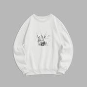 Buddha Stones Tibetan The Lord Of The Corpse Forest Skulls Pendant Clouds Design Fleece Lined Sweatshirt Sweatshirt BS White 2XL