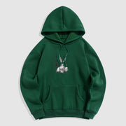 Buddha Stones Tibetan The Lord Of The Corpse Forest Skulls Pendant Clouds Design Fleece Lined Hoodie Hoodie BS ForestGreen 2XL