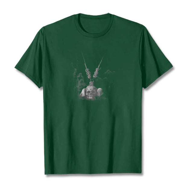 Buddha Stones Tibetan The Lord Of The Corpse Forest Skulls Pendant Clouds Design Tee T-shirt T-Shirts BS Forest Green 2XL