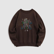 Buddha Stones Tibetan The Lord Of The Corpse Forest Design Fleece Lined Sweatshirt Sweatshirt BS SaddleBrown 2XL