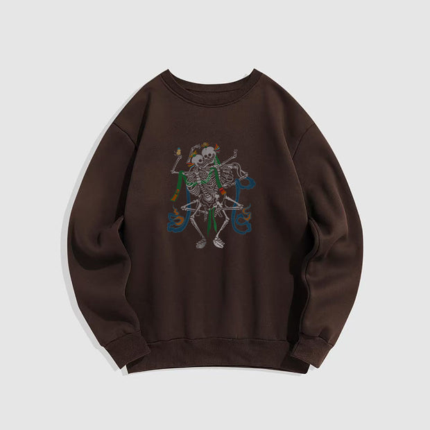 Buddha Stones Tibetan The Lord Of The Corpse Forest Design Fleece Lined Sweatshirt Sweatshirt BS SaddleBrown 2XL