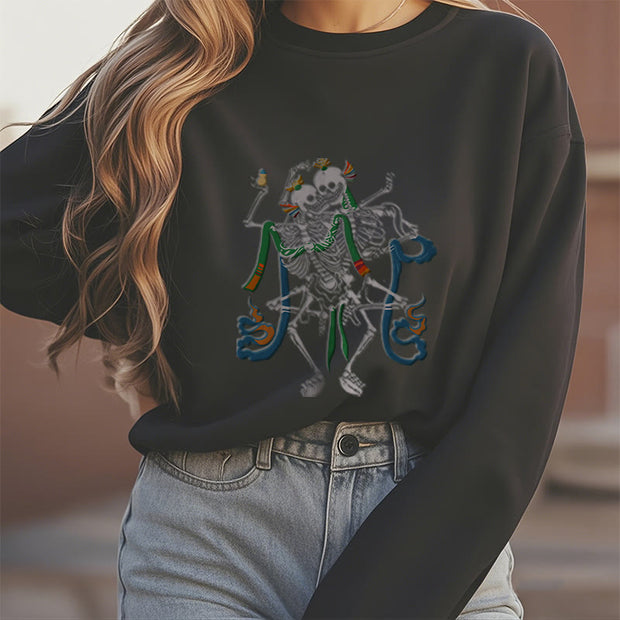 Buddha Stones Tibetan The Lord Of The Corpse Forest Design Fleece Lined Sweatshirt Sweatshirt BS 13