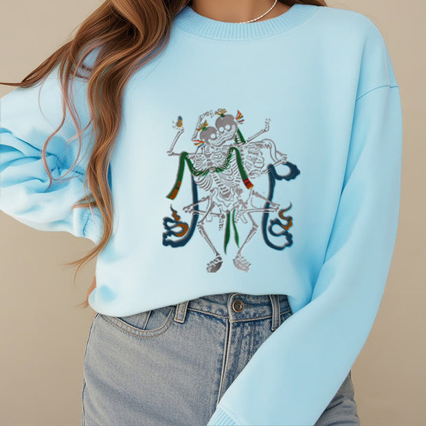 Buddha Stones Tibetan The Lord Of The Corpse Forest Design Fleece Lined Sweatshirt Sweatshirt BS 24