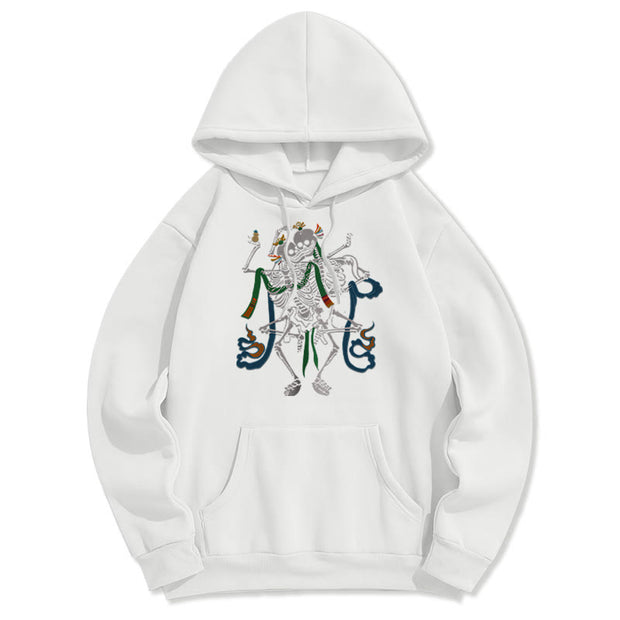 Buddha Stones Tibetan The Lord Of The Corpse Forest Design Fleece Lined Hoodie Hoodie BS White 2XL