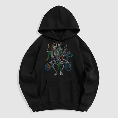 Buddha Stones Tibetan The Lord Of The Corpse Forest Design Fleece Lined Hoodie Hoodie BS Black 2XL