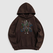 Buddha Stones Tibetan The Lord Of The Corpse Forest Design Fleece Lined Hoodie