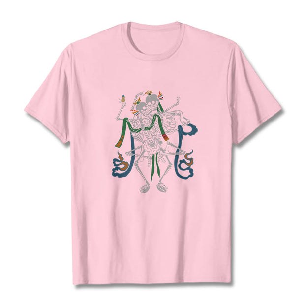 Buddha Stones Tibetan The Lord Of The Corpse Forest Design Tee T-shirt T-Shirts BS Light Pink 2XL