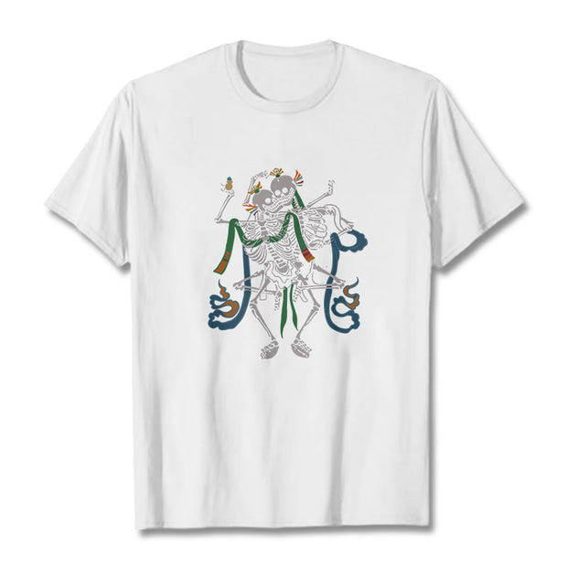 Buddha Stones Tibetan The Lord Of The Corpse Forest Design Tee T-shirt T-Shirts BS White 2XL