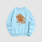 Buddha Stones Tibetan Colorful The Lord Of The Corpse Forest Pattern Fleece Lined Sweatshirt Sweatshirt BS LightCyan 2XL