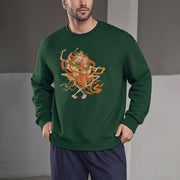 Buddha Stones Tibetan Colorful The Lord Of The Corpse Forest Pattern Fleece Lined Sweatshirt