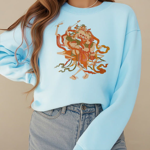 Buddha Stones Tibetan Colorful The Lord Of The Corpse Forest Pattern Fleece Lined Sweatshirt Sweatshirt BS 24