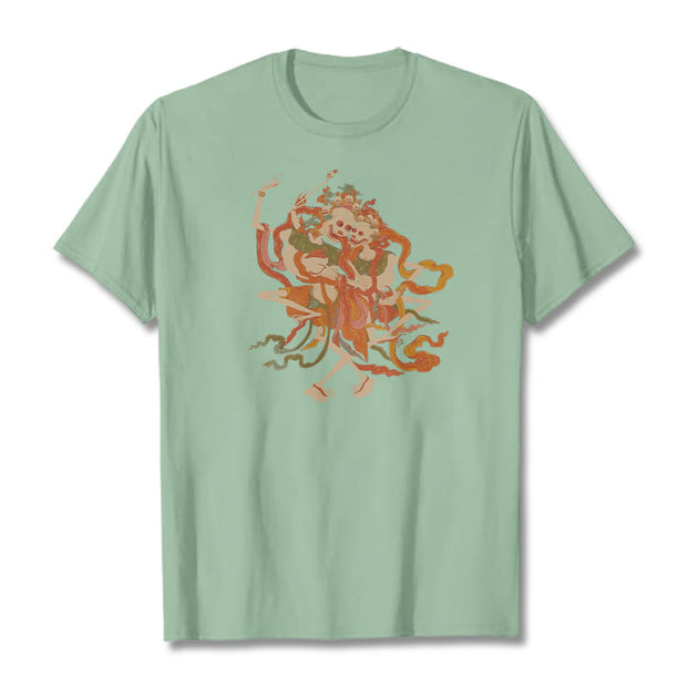 Buddha Stones Tibetan Colorful The Lord Of The Corpse Forest Pattern Tee T-shirt T-Shirts BS Pale Green 2XL