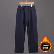 Buddha Stones Winter Men's Fleece Lined Drawstring Linen Pants With Pockets Men's Pants BS 1