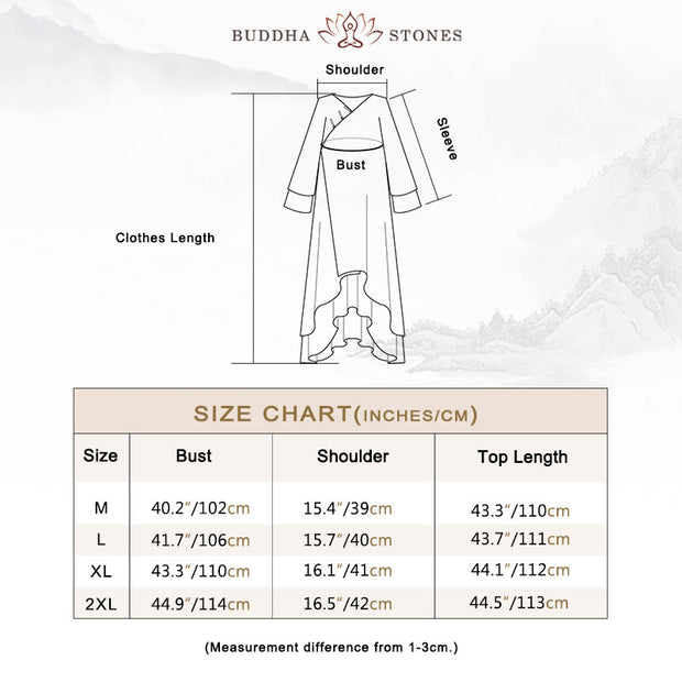 Buddha Stones V-Neck Midi Tunic Dress Wide Leg Pants Meditation Zen Practice Dance Clothing - image 6