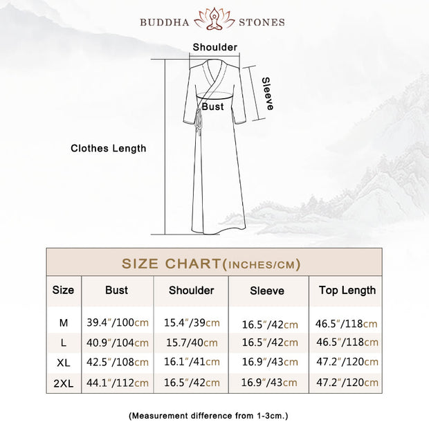 Buddha Stones Hanfu Style Midi Dress Wide Leg Pants Meditation Zen Practice Yoga Dance Clothing