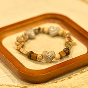 FREE Today: Protection Achievement Natural Dalmatian Jasper Stone Heart Shape Ceramics Bracelet