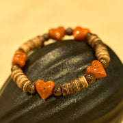 FREE Today: Protection Achievement Natural Dalmatian Jasper Stone Heart Shape Ceramics Bracelet