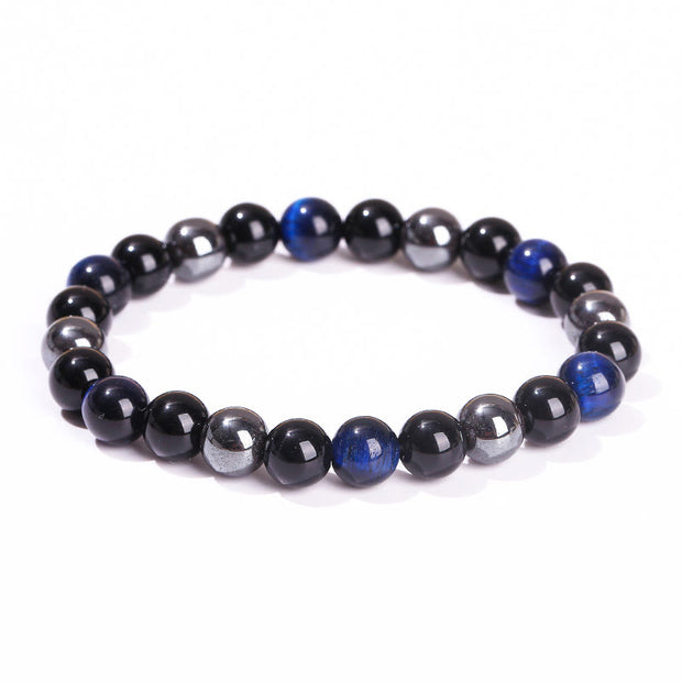 Buddha Stones Natural Tiger's Eye Obsidian Hematite Positive Powerful Bracelet