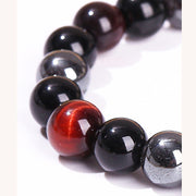 Buddha Stones Natural Tiger's Eye Obsidian Hematite Positive Powerful Bracelet