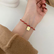 Buddha Stones Red String Gold Plated Copper Good Luck Strength Bracelet