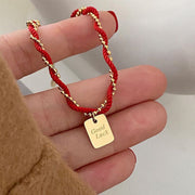 Buddha Stones Red String Gold Plated Copper Good Luck Strength Bracelet Bracelet BS 10