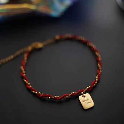 Buddha Stones Red String Gold Plated Copper Good Luck Strength Bracelet Bracelet BS Red String(Wrist Circumference: 15-19cm)