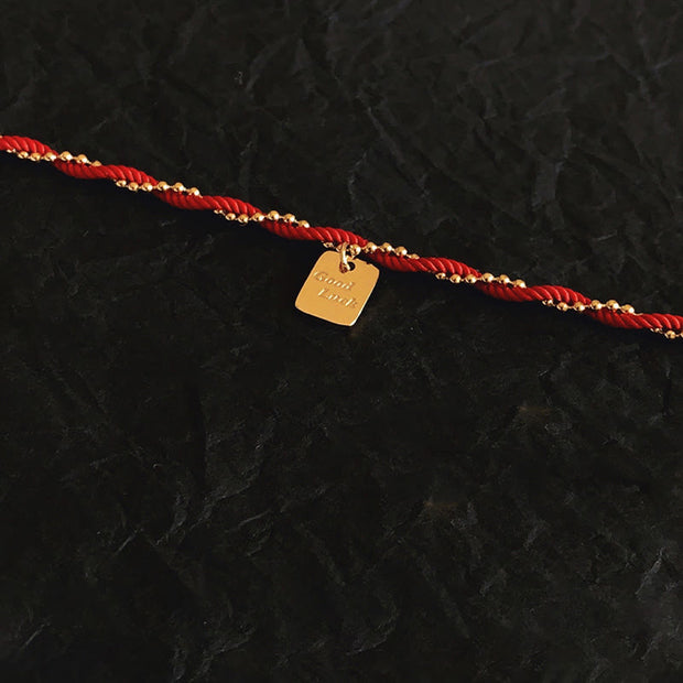 Buddha Stones Red String Gold Plated Copper Good Luck Strength Bracelet