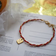 Buddha Stones Red String Gold Plated Copper Good Luck Strength Bracelet Bracelet BS 3