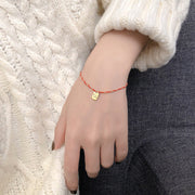 Buddha Stones Red String Gold Plated Copper Good Luck Strength Bracelet Bracelet BS 19