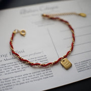 Buddha Stones Red String Gold Plated Copper Good Luck Strength Bracelet Bracelet BS 4