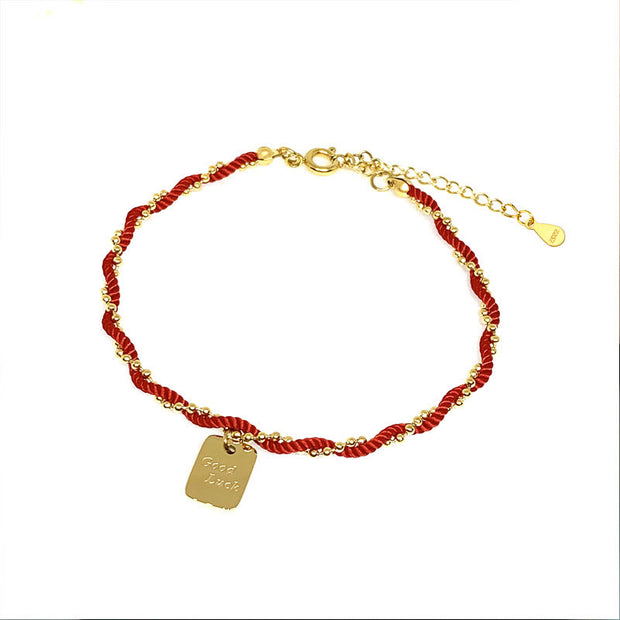 Buddha Stones Red String Gold Plated Copper Good Luck Strength Bracelet Bracelet BS 20