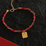 Buddha Stones Red String Gold Plated Copper Good Luck Strength Bracelet Bracelet BS 9