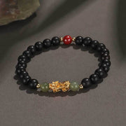 FREE Today: Wealth Luck 999 Sterling Silver Sandalwood Ebony Wood Small Leaf Red Sandalwood Hetian Jade Cinnabar PiXiu Bracelet