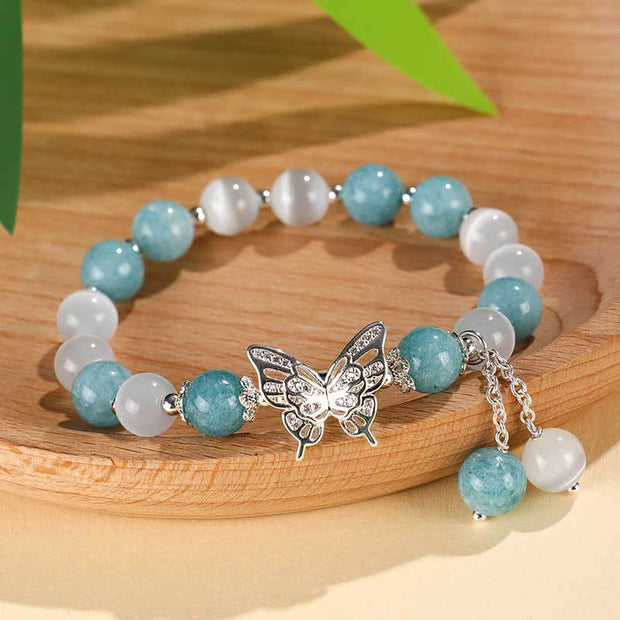 FREE Today: Love Support Chrysoberyl Cat's Eye Chalcedony Butterfly Bracelet