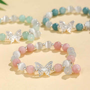 Buddha Stones Chrysoberyl Cat's Eye Chalcedony Butterfly Love Bracelet Bracelet BS 15