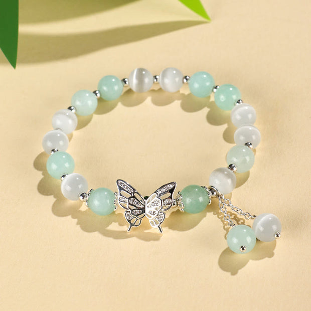 FREE Today: Love Support Chrysoberyl Cat's Eye Chalcedony Butterfly Bracelet