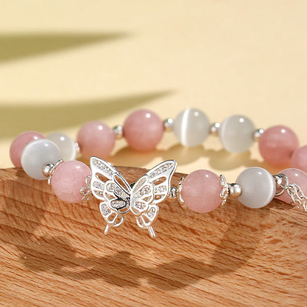 FREE Today: Love Support Chrysoberyl Cat's Eye Chalcedony Butterfly Bracelet