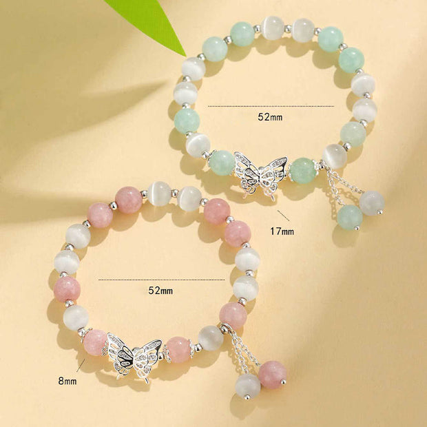 Buddha Stones Chrysoberyl Cat's Eye Chalcedony Butterfly Love Bracelet Bracelet BS 14