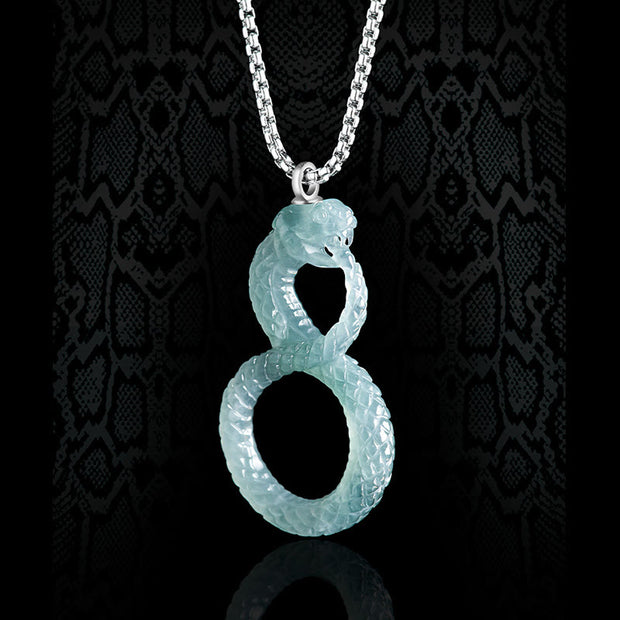 Buddha Stones 925 Sterling Silver Natural Jade Mamba Year Of The Snake Luck Necklace Pendant Necklaces & Pendants BS 3