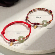 Buddha Stones Red String Black String Hetian Jade Peace Buckle Cinnabar 925 Silver Protection Bracelet Bracelet BS 17