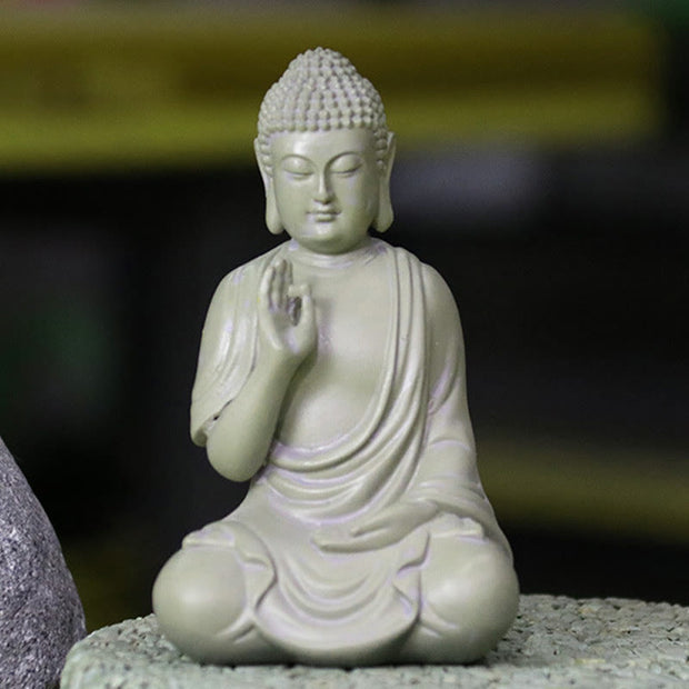 Buddha Stones Small Meditation Prayer Resin Buddha Statue Compassion Home Desk Decoration