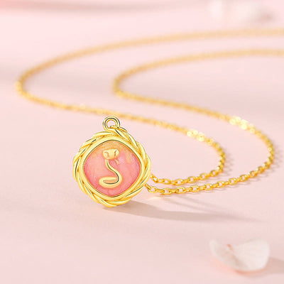 Buddha Stones 925 Sterling Silver Year Of The Snake Golden Snake Luck Bracelet Necklace Pendant