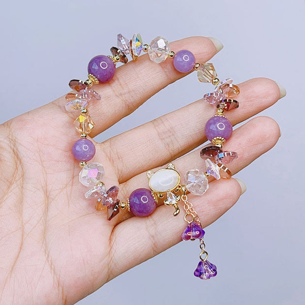 FREE Today: Healing Communication Amethyst Green Crystal Red Crystal Cat Bracelet