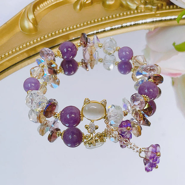 FREE Today: Healing Communication Amethyst Green Crystal Red Crystal Cat Bracelet