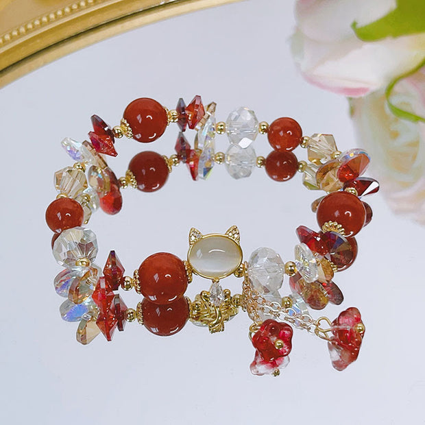 FREE Today: Healing Communication Amethyst Green Crystal Red Crystal Cat Bracelet