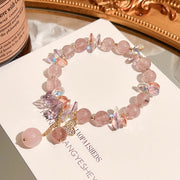 Buddha Stones Strawberry Quartz Crystal Gourd Positive Bracelet