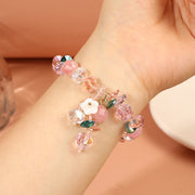 Buddha Stones Pink Crystal Green Crystal White Crystal Flower Warmth Bracelet